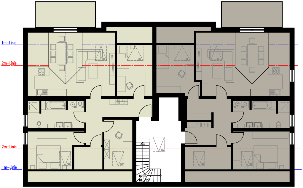 Grundriss DG links eines Mehrfamilienhauses Milena Immobilien