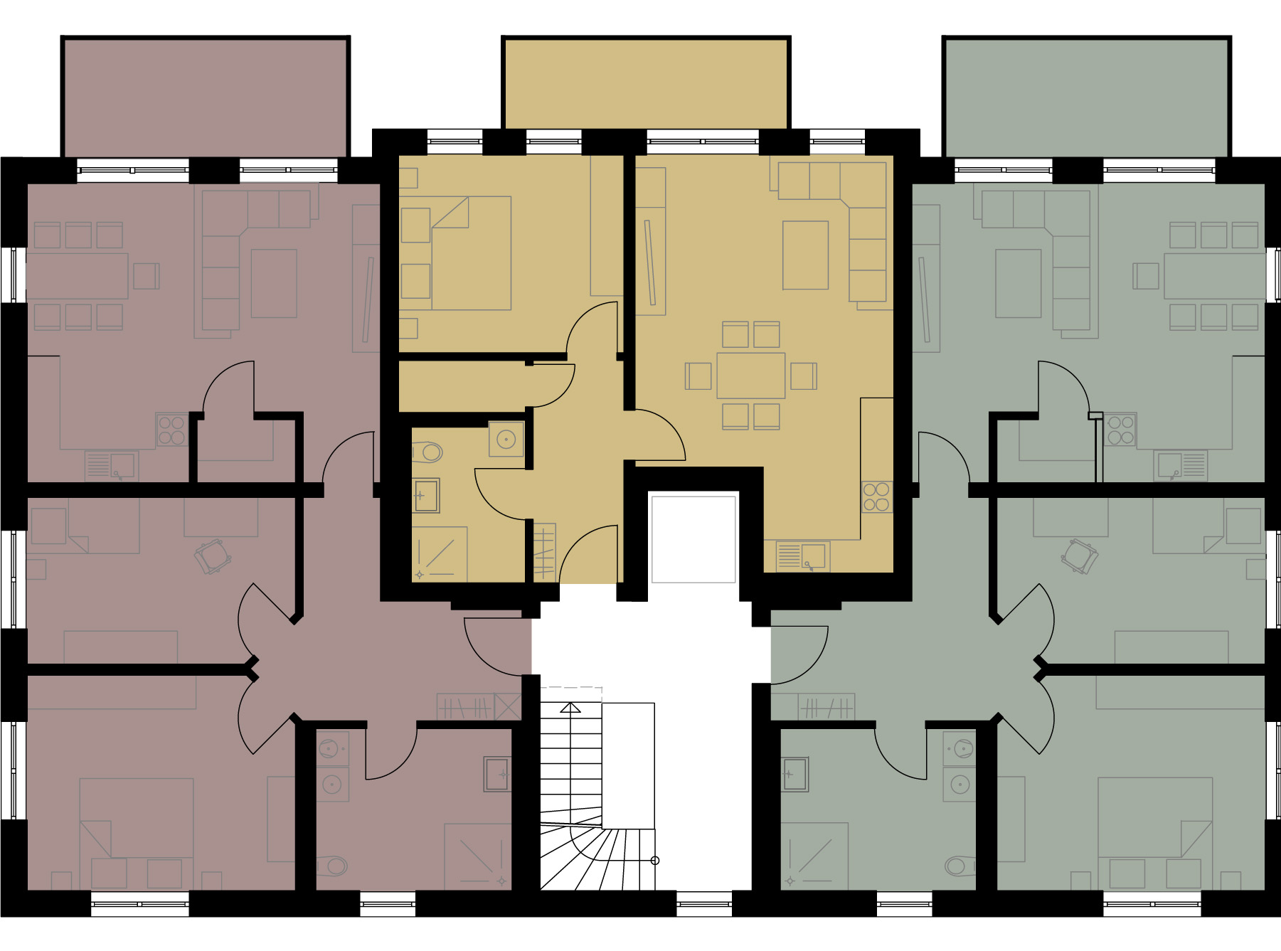 Grundriss Haus 2 OG mit mehreren Zimmern im Gebäude Milena Immobilien
